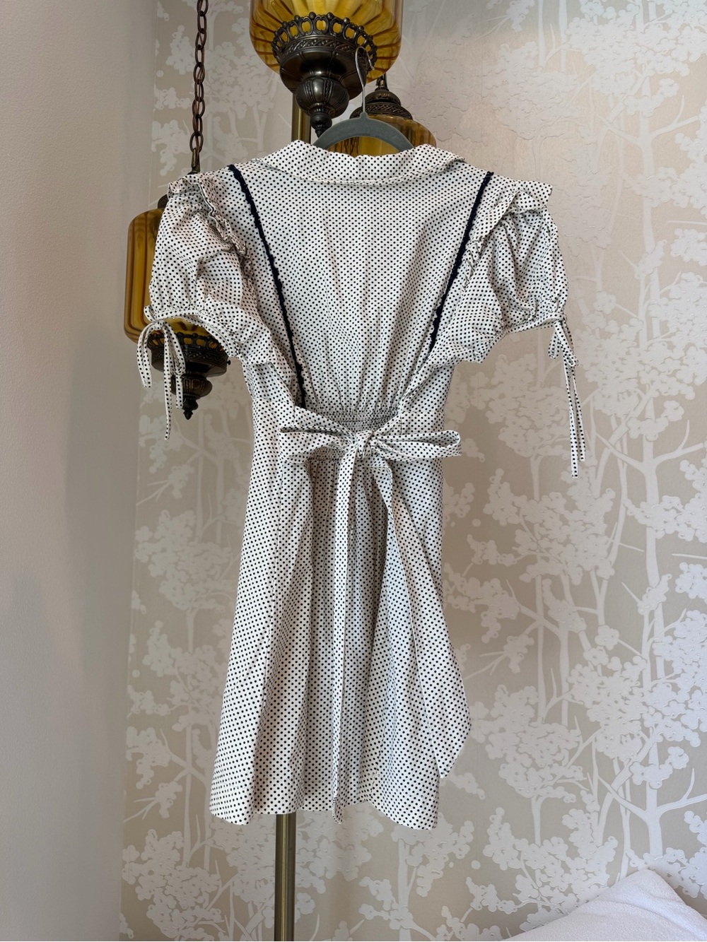 Free People White Mini Dress with Black Polka Dots - Picture 3 of 3